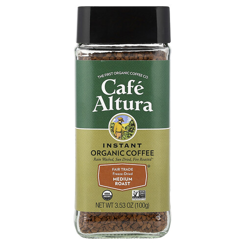 Cafe Altura Instant Organic Coffee, Medium Roast, Freeze-Dried, 3.53 oz (100 g)
