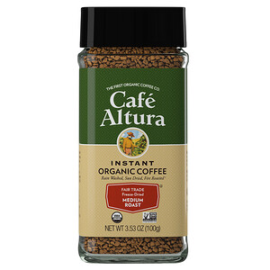Отзывы о Кафе Алтура, Instant Organic Coffee, Medium Roast, Freeze-Dried, 3.53 oz (100 g)