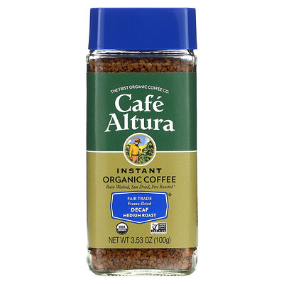 

Cafe Altura Instant Organic Coffee Medium Roast Freeze-Dried Decaf 3.53 oz (100 g)