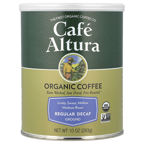 Cafe Altura Organic Coffee, Ground, Medium Roast, Regular Decaf, 10 oz (283 g)