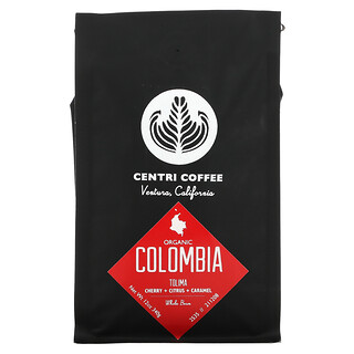 Cafe Altura, قهوة عضوية من Centri، توليما كولومبيا، الحبوب كاملة، الكرز + الحمضيات + الكراميل، 12 أونصة (340 جم)