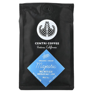 Centri Coffee, Organic Majestic, Kacang Utuh, Tanpa Kafein, Malt Cokelat + Rempah, 340 g (12 ons)