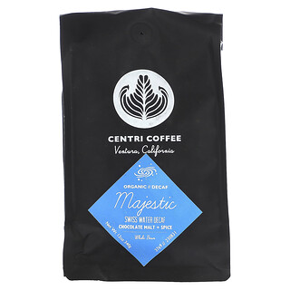 Centri Coffee, Organic Majestic, Chocolate Malt + Spice, Whole Bean, Decaf, 12 oz (340 g)