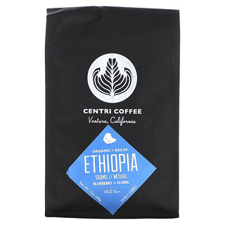Centri Coffee, Café Centri, Éthiopie biologique, myrtille et fleurs, grain entier, décaféiné, 340 g