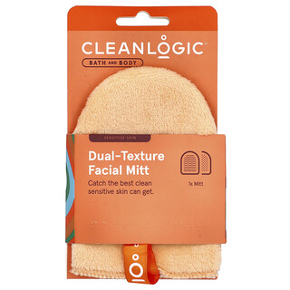 Cleanlogic, Bath and Body, Manopla facial de doble textura, 1 unidad
