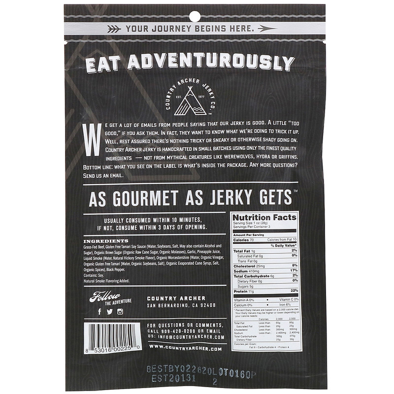 Country Archer Jerky, Beef Jerky, Original, 3 oz (85 g) iHerb