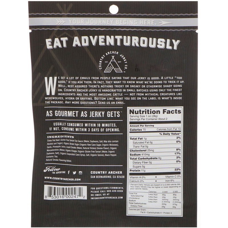 Country Archer Jerky, Beef Jerky, Original, 12 Pack, 1.5 oz (42 g) Each