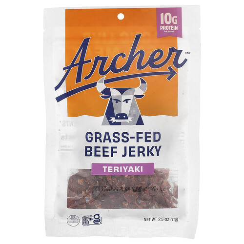Country Archer Jerky, Grass-Fed Beef Jerky, Teriyaki, 2.5 oz (71 g)