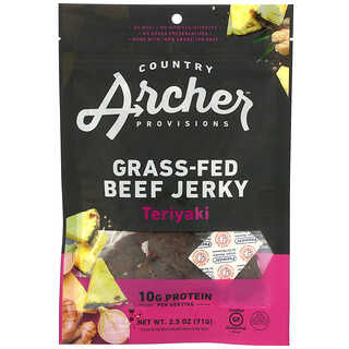 Country Archer Jerky, 草飼牛肉乾，照燒味，2.5 盎司（71 克）