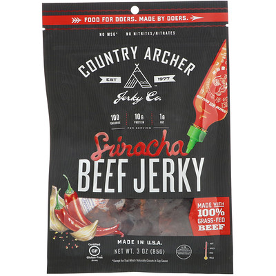 

Country Archer Jerky Вяленая говядина с соусом шрирача, 3 унции (85 г)