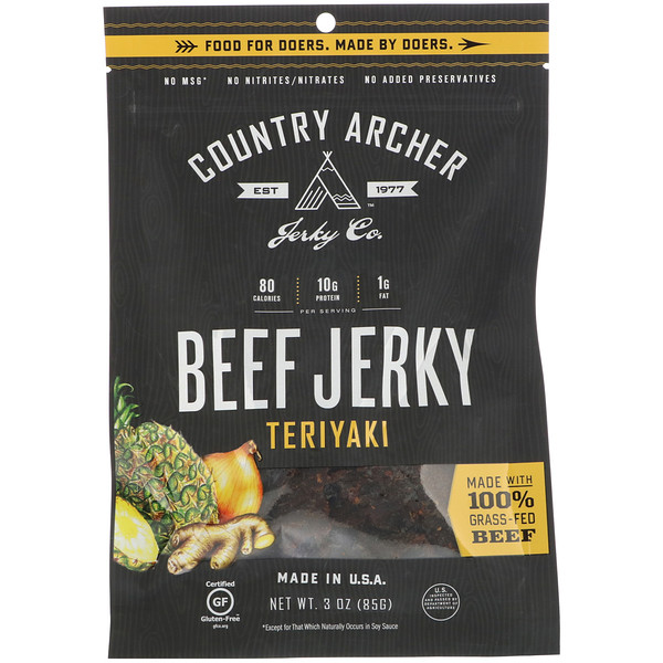 Country Archer Jerky, Beef Jerky, Teriyaki, 3 oz (85 g) iHerb