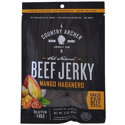 

Country Archer Jerky Абсолютно натуральная вяленая говядина, манго, хабанеро, 3 унц. (85 г)