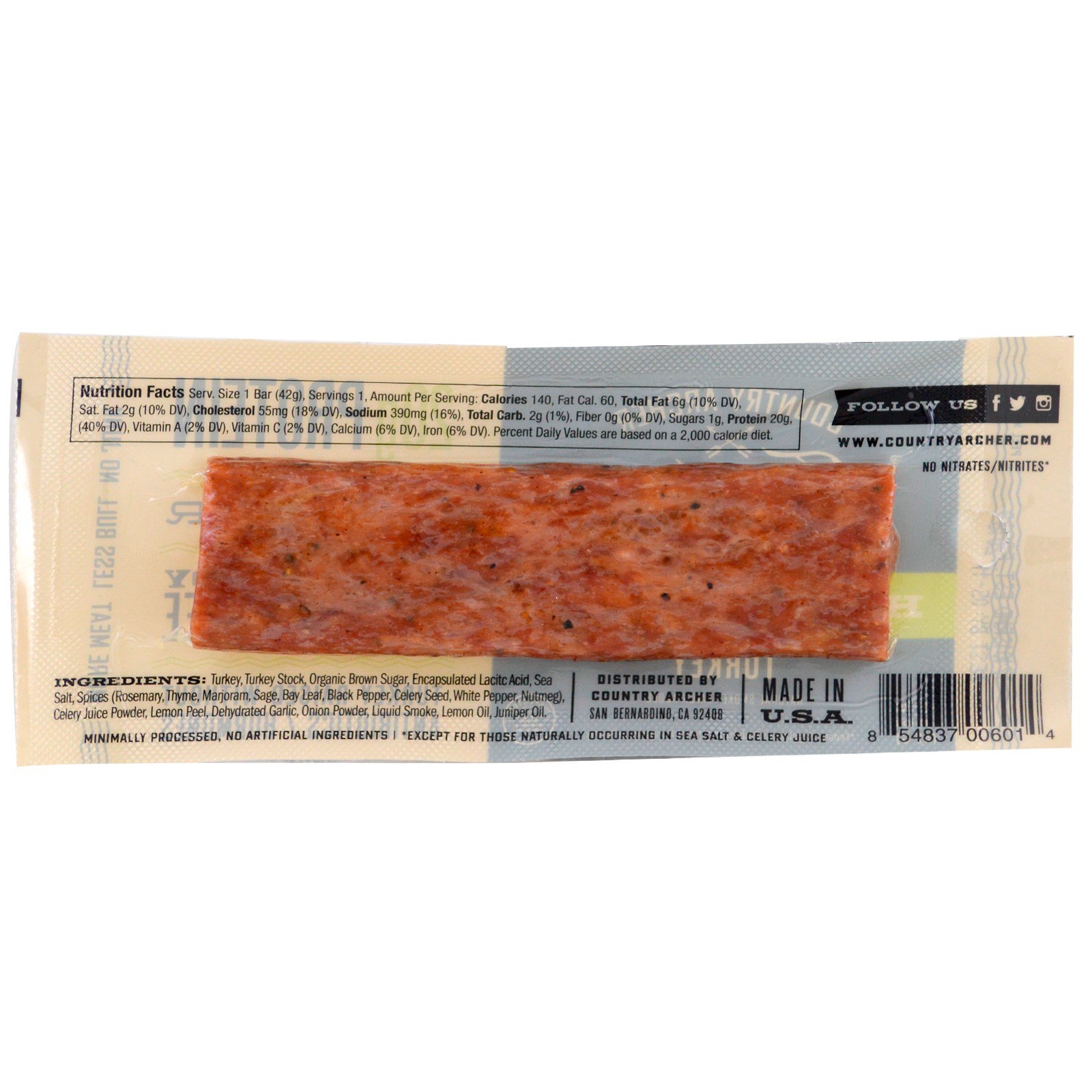Country Archer Jerky, Frontier Bar, Turkey, Herb Citrus, 12 Bars, 1.5