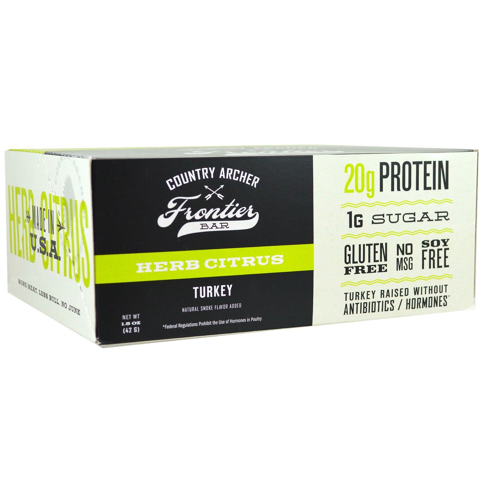 Country Archer Jerky, Frontier Bar, Turkey, Herb Citrus, 12 Bars, 1.5