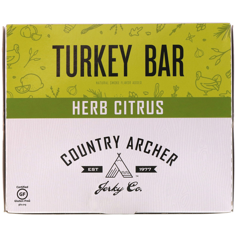 Country Archer Jerky, Turkey Bar, Herb Citrus, 12 Bars, 1.5 oz (42 g