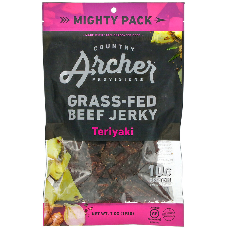 Country Archer Jerky, GrassFed Beef Jerky, Teriyaki, 7 oz (198 g) iHerb