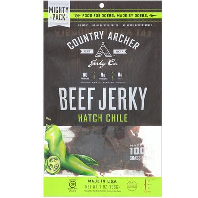 

Country Archer Jerky Beef Jerky, Hatch Chile, 7 oz (198 g)