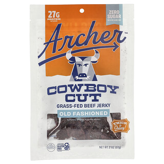 Country Archer Jerky, Cowboy Cut, в'ялена яловичина трав'яного відгодовування, старомодний, 57 г (2 унції)