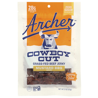 Country Archer Jerky, Cowboy Cut, в'ялена яловичина трав'яного відгодовування, барбекю з гірчицею, 57 г (2 унції)