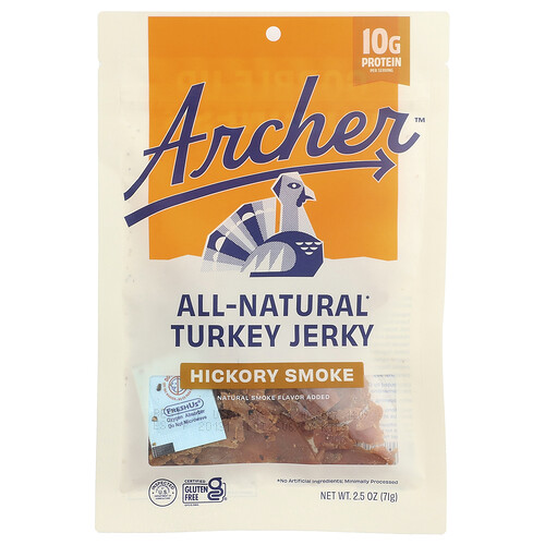 Country Archer Jerky, All-Natural Turkey Jerky, Hickory Smoke, Mild, 2.5 oz (71 g)