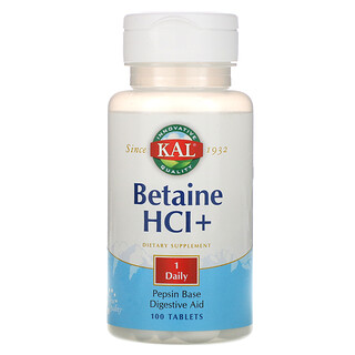 KAL, Betaine HCl+, 100 Tablets