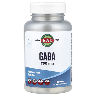Product Image for KAL, GABA, 750 mg, 90 Tablets