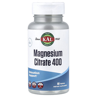KAL, Citrato de Magnésio 400, 60 Comprimidos (200 mg por Comprimido)