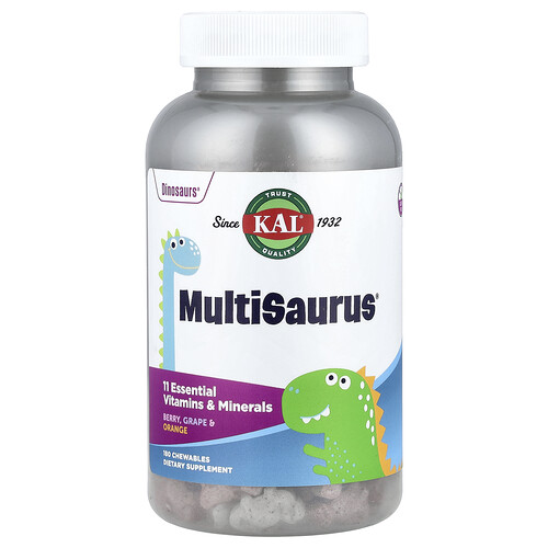 KAL, MultiSaurus®, Berry, Grape & Orange, 180 Chewables