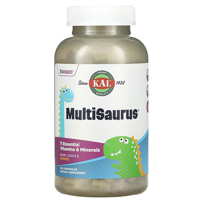 KAL Dinosaurs MultiSaurus витамины и минералы со вкусом ягод винограда и апельсина 180 жевательных таблеток
KAL Dinosaurs MultiSaurus витамины и минералы со вкусом ягод винограда и апельсина 180 жевательных таблеток