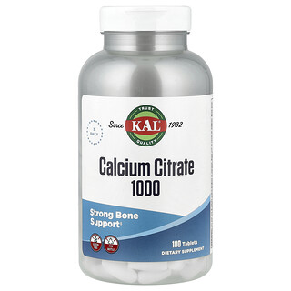 KAL, Citrato de Cálcio 1000, 333 mg, 180 Comprimidos