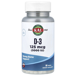 KAL(カル), D-3、125mcg（5,000 IU）、タブレット60粒