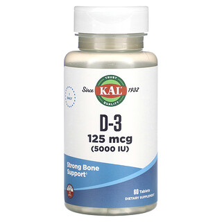 KAL, D-3 , 125 mcg (5,000 IU), 60 Tablets