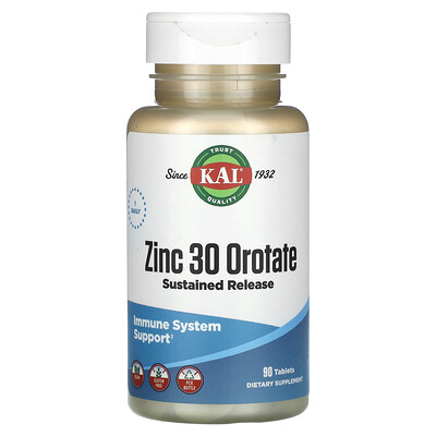 

KAL, Zinc 30 Orotate, Sustained Release, 90 Tablets