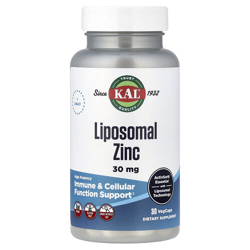 KAL, Liposomal Zinc, High Potency, 30 mg, 30 VegCaps