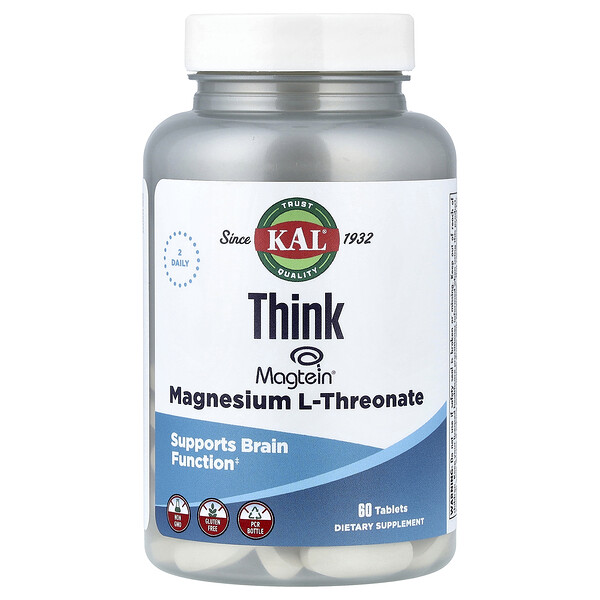 KAL Think, Magnesium L-Threonate, 60 Tablets (72 mg per Tablet)