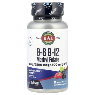 KAL, B-6 B-12 Folat de metil, fructe de padure amestecate, 60 micro tablete