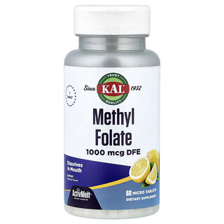 KAL, Methyl Folate, Methylfolat, Zitrone, 1.000 mcg DFE, 60 Mikrotabletten