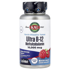Ultra B12, натуральна малина, 10 000 мкг, 30 мікротаблеток