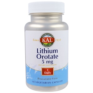 Купить KAL, Оротат лития, 5 мг, 60 вегетарианских капсул  на IHerb