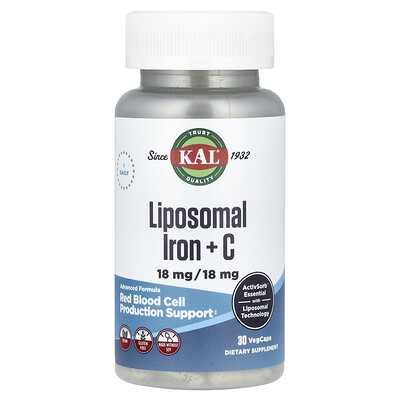 Product Image for KAL, Liposomal Iron + C, 30 VegCaps