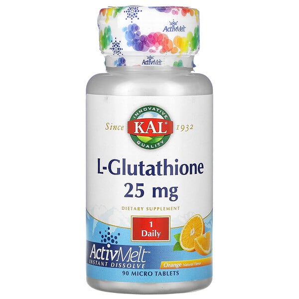 KAL‏, L-Glutathione, Orange, 25 mg, 90 Micro Tablets