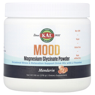 KAL, Mood Magnesium Glycinate Powder, Mandarin, 9.8 oz (278 g)
