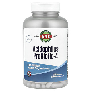 KAL, Probiótico Acidophilus 4, 250 cápsulas vegetales