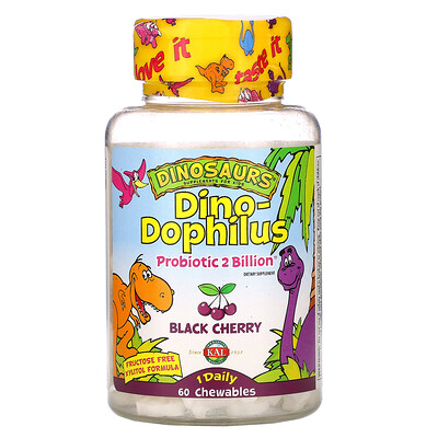 KAL Dino-Dophilus, черемуха, 60 жевательных таблеток
