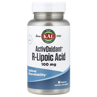 KAL, ActivOxidant™, R-липоевая кислота, 100 мг, 60 растительных капсул