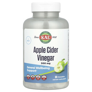 KAL, Apple Cider Vinegar, Green Apple, 500 mg, 60 Chewables
