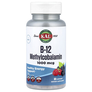 KAL, Vitamina B12 en forma de metilcobalamina, Bayas, 1000 mcg, 60 pastillas