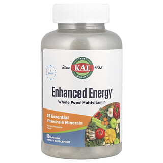 KAL, Gelişmiş Enerji, Bütün Gıda Multivitamin, Mango Ananas, 60 Çiğneme