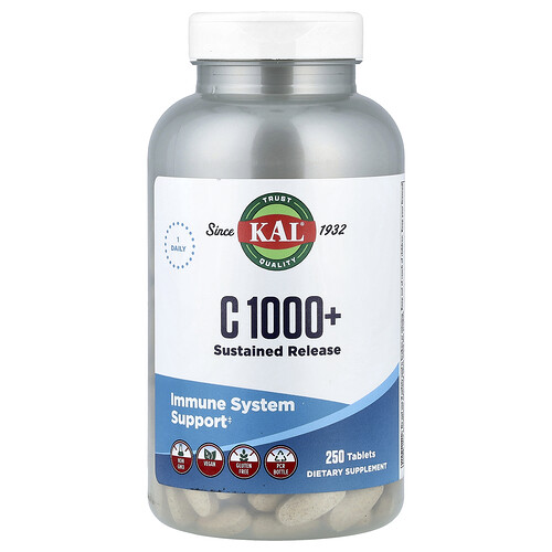 KAL, C 1000+, Sustained Release, 250 Tablets