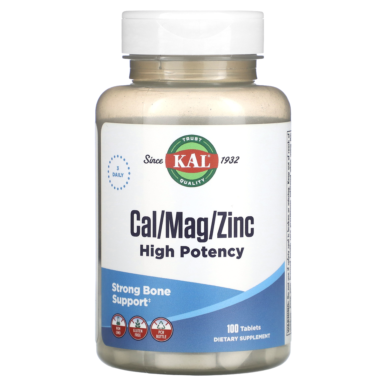 KAL, Cal / Mag / Zinco, Alta Potência, 100 Comprimidos